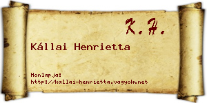 Kállai Henrietta névjegykártya
