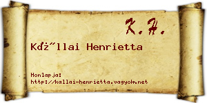Kállai Henrietta névjegykártya